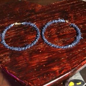 Denim Hoop Earrings